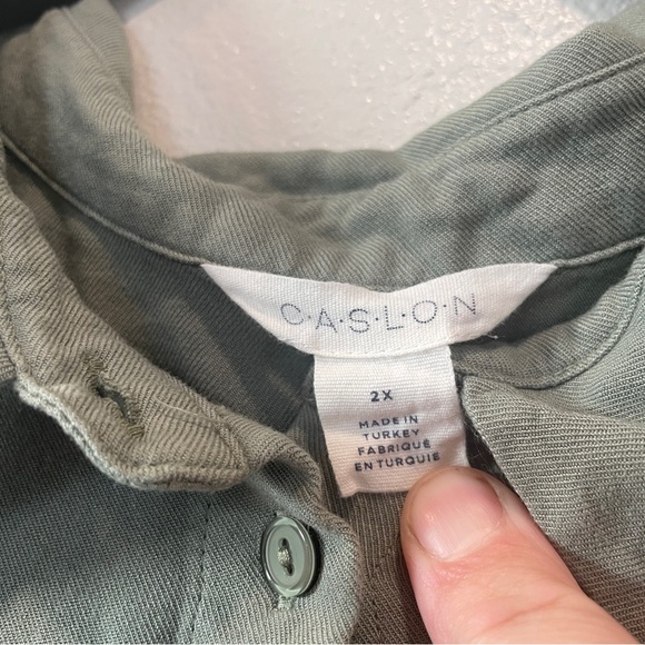 Caslon Tie Waist Jumpsuit Button Down Front Romper Short Sleeve Womens Size 2X - Picture 7 of 11